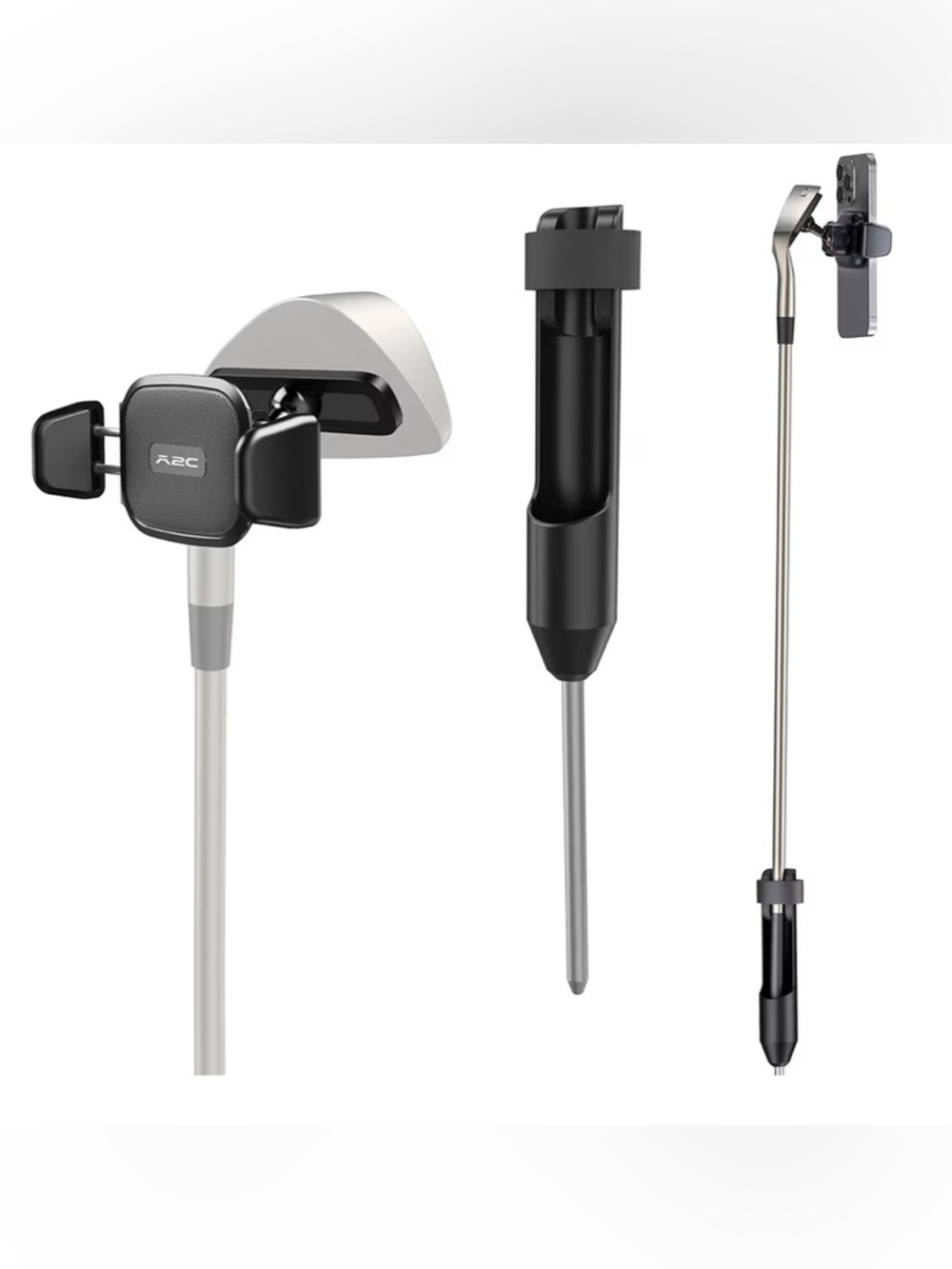 A2C Golf Iron Club Selfie Phone Holder Kit w/Ground Spike Stake Mount